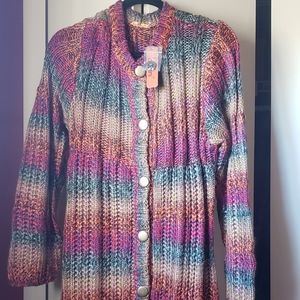 Belldini Mulicolored Crocheted Duster Cardigan